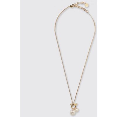 Salvatore Ferragamo Collana Gancini Torchon in ottone e perle Marrone Taglia OS Salvatore Ferragamo Collana Gancini Torchon in ottone e perle Marrone Taglia OS