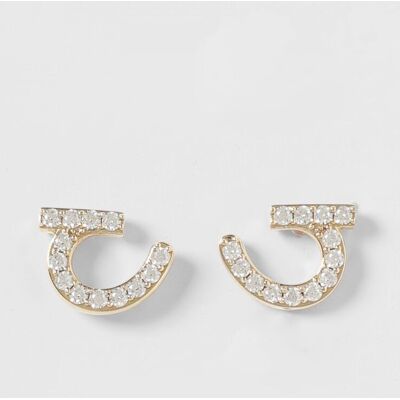 Salvatore Ferragamo Orecchini in ottone con strass incastonati Oro Taglia OS Salvatore Ferragamo Orecchini in ottone con strass incastonati Oro Taglia OS