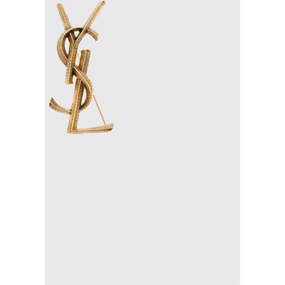 Saint Laurent Spilla Cassandre in ottone con monogramma YSL Acciaio Taglia OS Saint Laurent Spilla Cassandre in ottone con monogramma YSL Acciaio Taglia OS