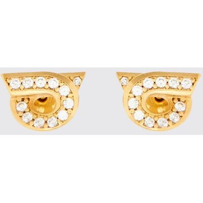 Salvatore Ferragamo Orecchini a bottone Gancini in ottone con cristalli Oro Taglia OS Salvatore Ferragamo Orecchini a bottone Gancini in ottone con cristalli Oro Taglia OS