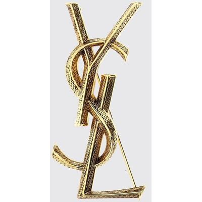 Saint Laurent Spilla Cassandre in ottone dorato con monogramma YSL Oro Taglia OS Saint Laurent Spilla Cassandre in ottone dorato con monogramma YSL Oro Taglia OS
