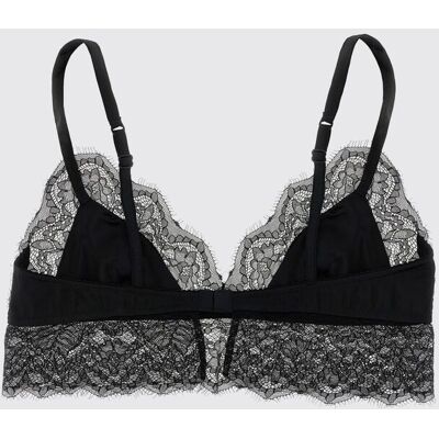 Dolce&Gabbana Reggiseno bralette soft cup in raso di seta e pizzo Nero Taglia 2 Dolce&Gabbana Reggiseno bralette soft cup in raso di seta e pizzo Nero Taglia 2