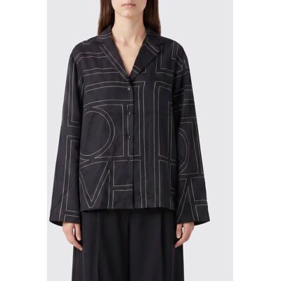 Toteme Camicia pigiama in seta con stampa monogram e fit relaxed Nero Taglia 34 Toteme Camicia pigiama in seta con stampa monogram e fit relaxed Nero Taglia 34