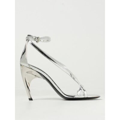Mcqueen Sandalo in pelle laminata Argento Taglia 37 Mcqueen Sandalo in pelle laminata Argento Taglia 37