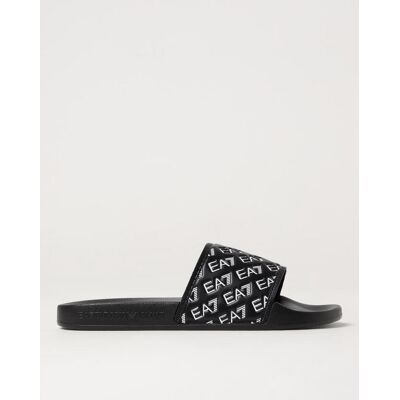Ea7 Sliders in gomma con logo all over Nero Taglia 42 Ea7 Sliders in gomma con logo all over Nero Taglia 42