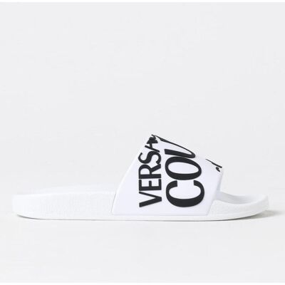 Versace Jeans Couture Sliders in gomma con logo Bianco Taglia 35 Versace Jeans Couture Sliders in gomma con logo Bianco Taglia 35