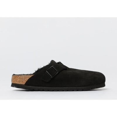 Birkenstock Sabot Boston in camoscio e shearling Nero Taglia 39 Birkenstock Sabot Boston in camoscio e shearling Nero Taglia 39
