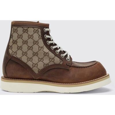 Gucci Stivaletto in pelle e tessuto GG Supreme Beige Taglia 8 Gucci Stivaletto in pelle e tessuto GG Supreme Beige Taglia 8