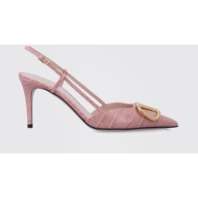 Valentino Garavani Slingback VLogo Signature in pelle stampa cocco Rosa Taglia 38 Valentino Garavani Slingback VLogo Signature in pelle stampa cocco Rosa Taglia 38