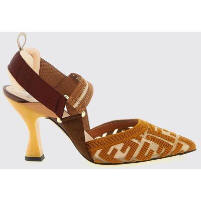 Fendi Slingback Colibrì in mesh e pelle con monogram FF ricamato Rosa Taglia 40 Fendi Slingback Colibrì in mesh e pelle con monogram FF ricamato Rosa Taglia 40