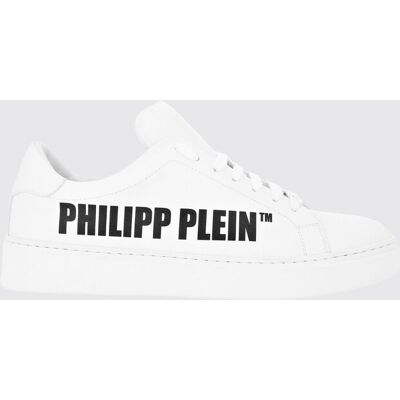 Philipp Plein Sneakers basse stringate in pelle liscia con logo stampato Bianco Taglia 45 Philipp Plein Sneakers basse stringate in pelle liscia con logo stampato Bianco Taglia 45