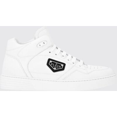 Philipp Plein Sneakers alte stringate in pelle liscia con punta traforata Bianco Taglia 36 Philipp Plein Sneakers alte stringate in pelle liscia con punta traforata Bianco Taglia 36