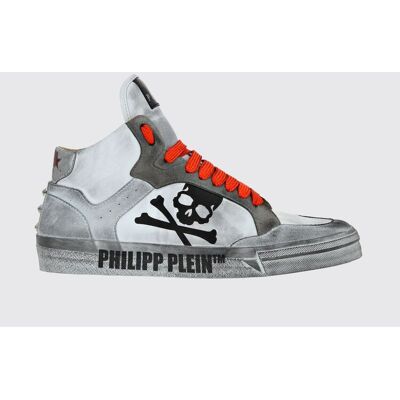 Philipp Plein Sneakers alte Skull in pelle e suede con effetto usurato Bianco 1 Taglia 45 Philipp Plein Sneakers alte Skull in pelle e suede con effetto usurato Bianco 1 Taglia 45