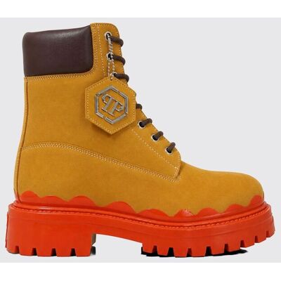 Philipp Plein Anfibi combat boots in nabuk con caviglia imbottita e charm Pesca Taglia 45 Philipp Plein Anfibi combat boots in nabuk con caviglia imbottita e charm Pesca Taglia 45
