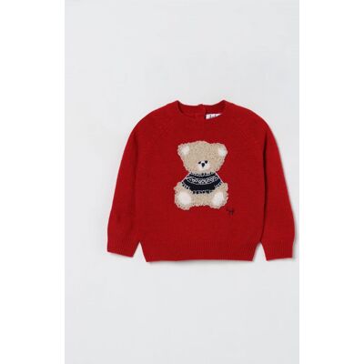 Il Gufo Maglia di lana con Orso Rosso Taglia 8 Il Gufo Maglia di lana con Orso Rosso Taglia 8