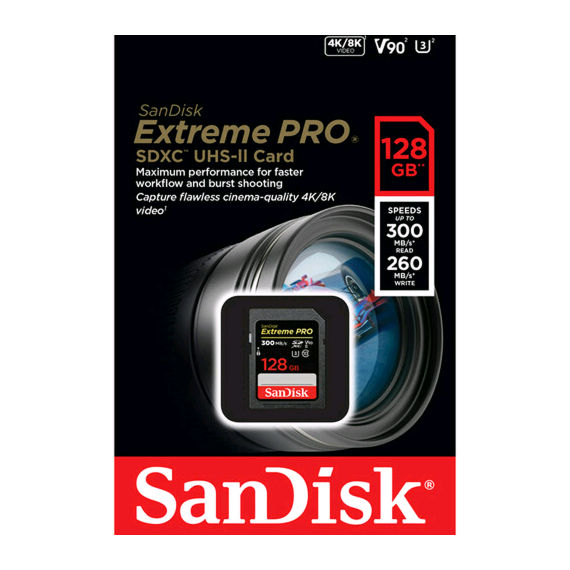 sandisk sd card extreme pro uhs-ii 300mb-s sdsdxpk-128g (619659186647)