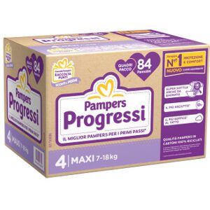 Pampers - Pampers Progressi Pannolino 7-18 Kg N.4 Quadripack 84 Pezzi