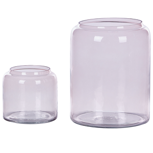beliani set di 2 vasi di fiori in vetro rosa colorato trasparente decorativo accessorio rosa