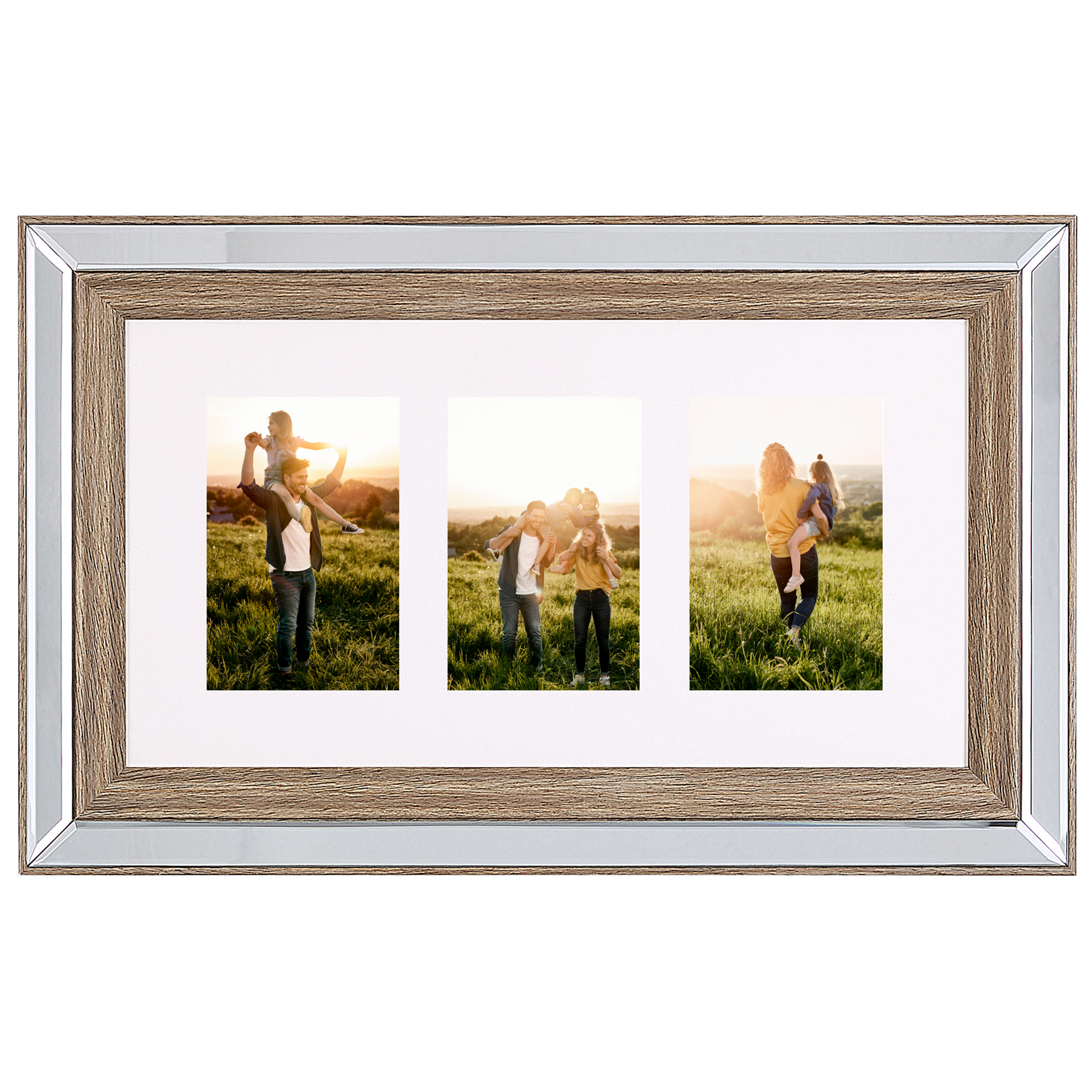 Beliani Cornice per foto in legno scuro 32 x 50 cm per 3 foto 10 x 15 cm Collage Apertu