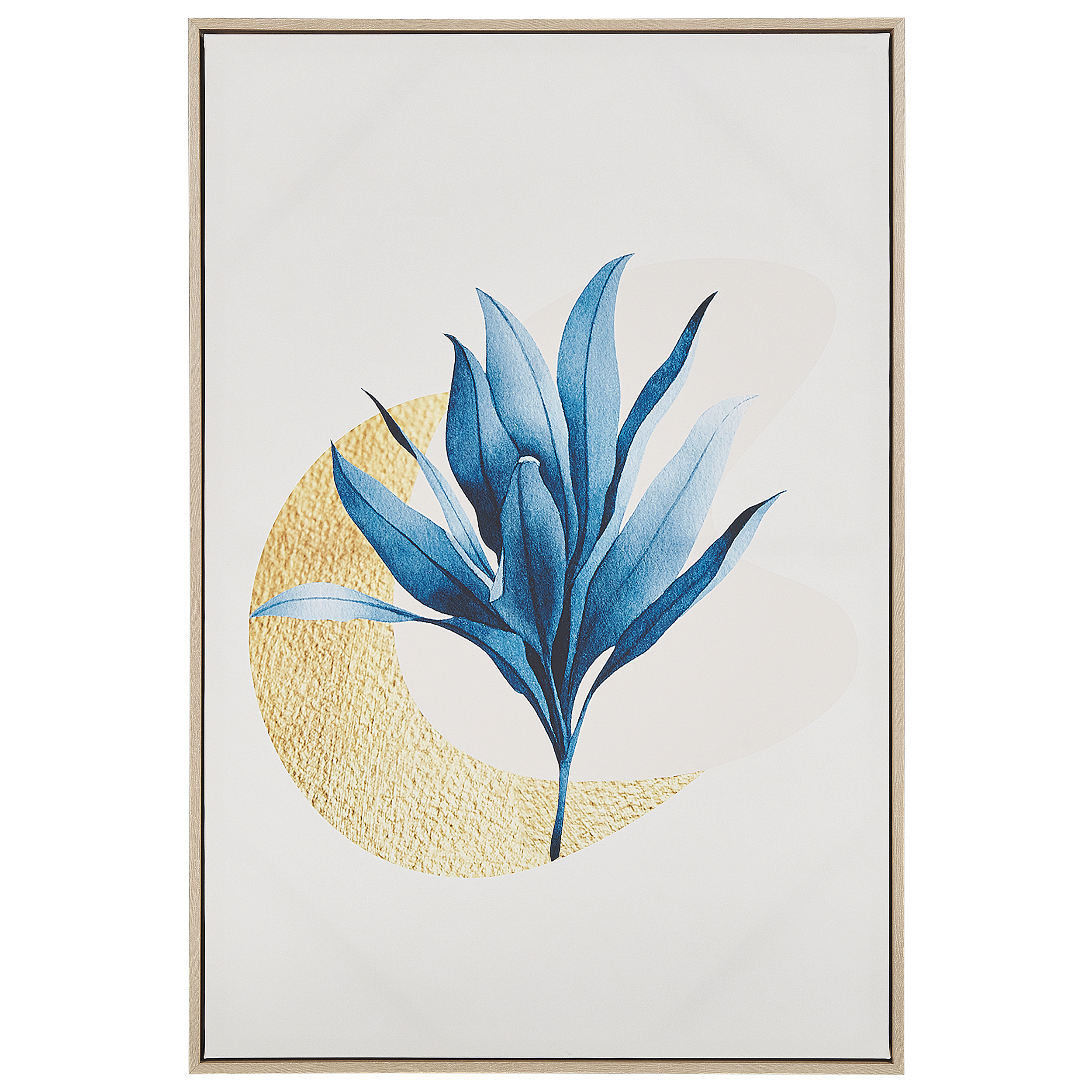 Beliani Quadro su tela con cornice fiore di luna 63 x 93 cm beige e blu Beige