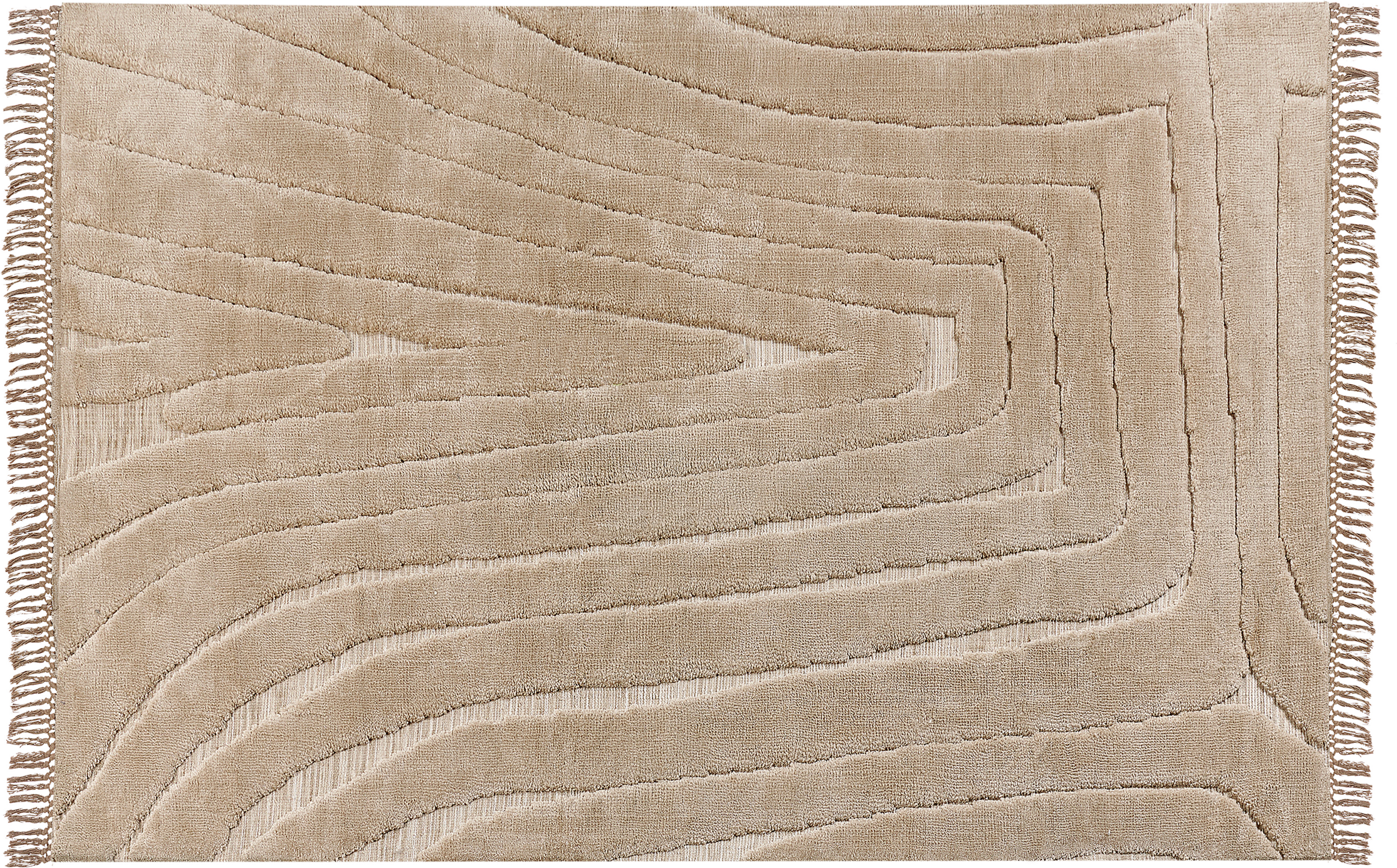 Beliani Tappeto classico in poliestere e cotone con nappe decorative beige 200 x 300 cm Beige