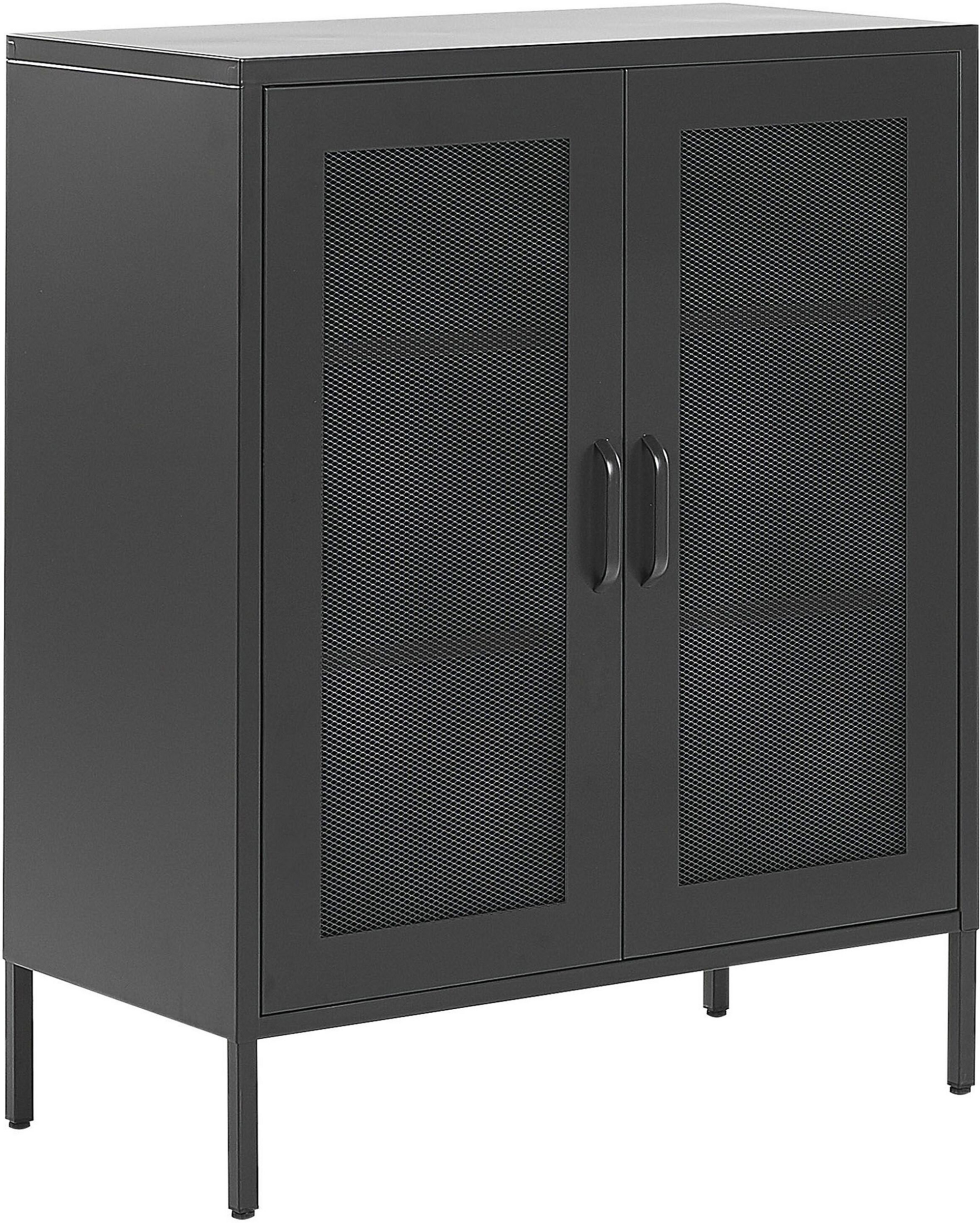 Beliani Cassettiera in colore metallo nero 2 ante trasparenti 80 x 40 x 102 cm moderno Nero