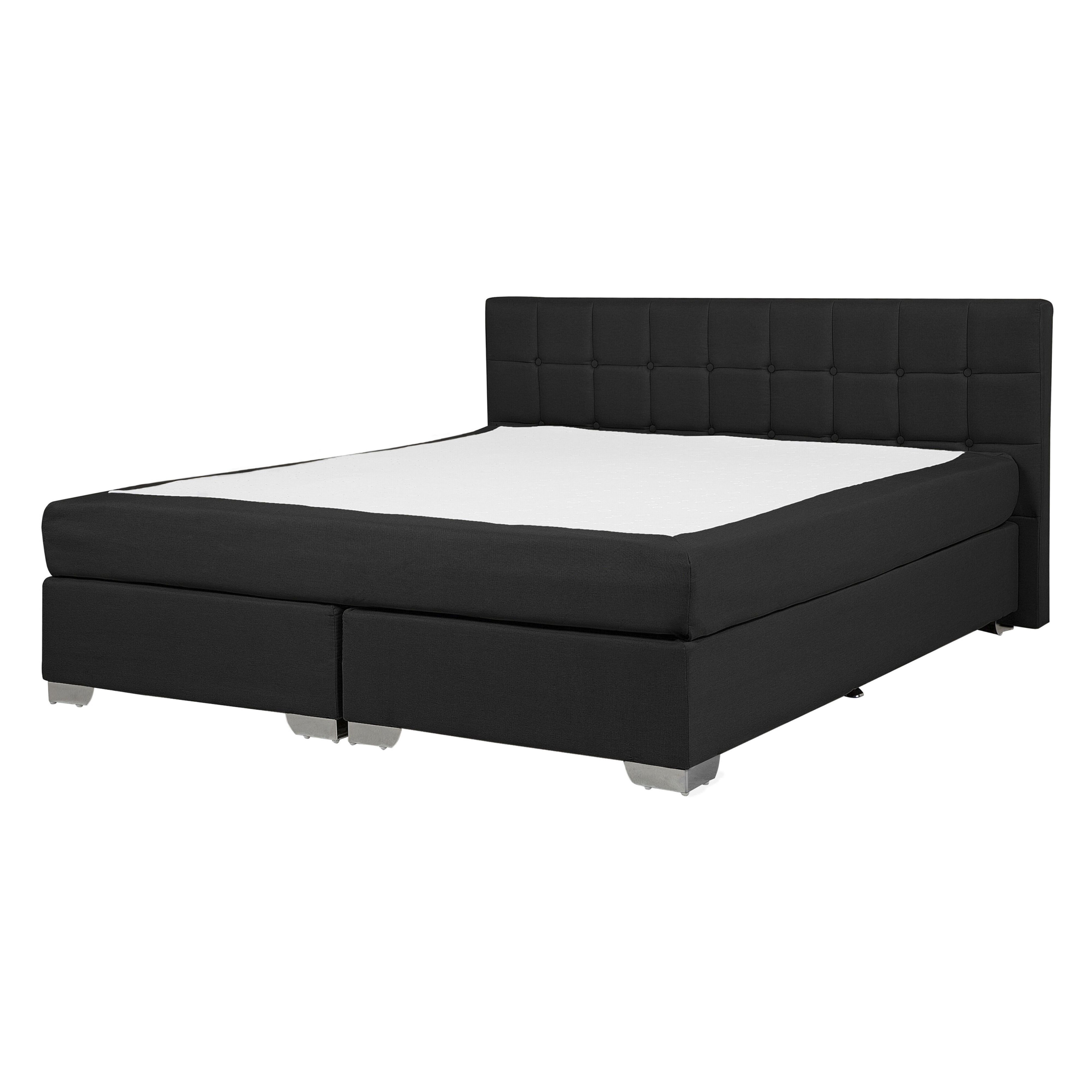 Beliani Divano letto matrimoniale in tessuto Nero imbottito con struttura 140 cm 6 con Nero