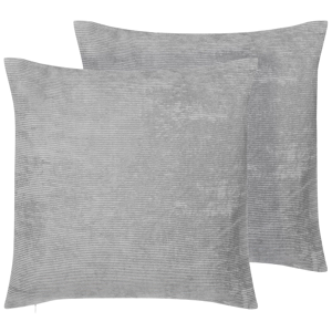 beliani set di 2 cuscini decorativi cordone grigio 45 x 45 cm accessori arredo moderno
