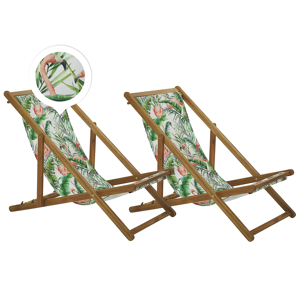 Beliani Set di 2 sedie a sdraio da giardino con struttura in legno di acacia chiaro mot