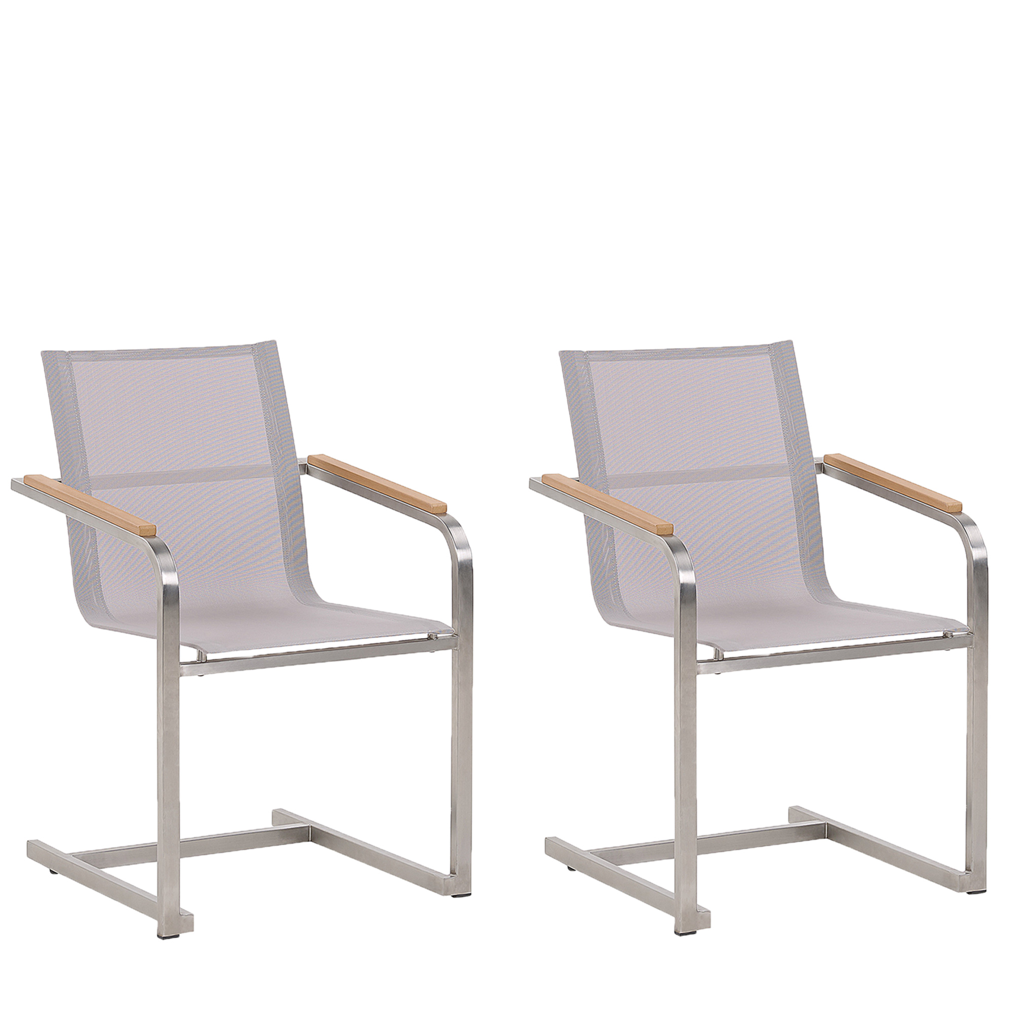 Beliani Set di 6 sedie da giardino grigio sedile sintetico struttura in acciaio inox st Beige