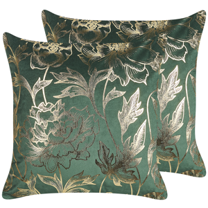 beliani set di 2 cuscini decorativi velluto verde 45 x 45 cm accessori decorativi con s verde