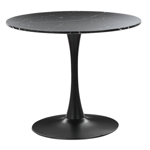 beliani tavolo da pranzo in marmo nero con piano in mdf nero base in metallo tavolo da