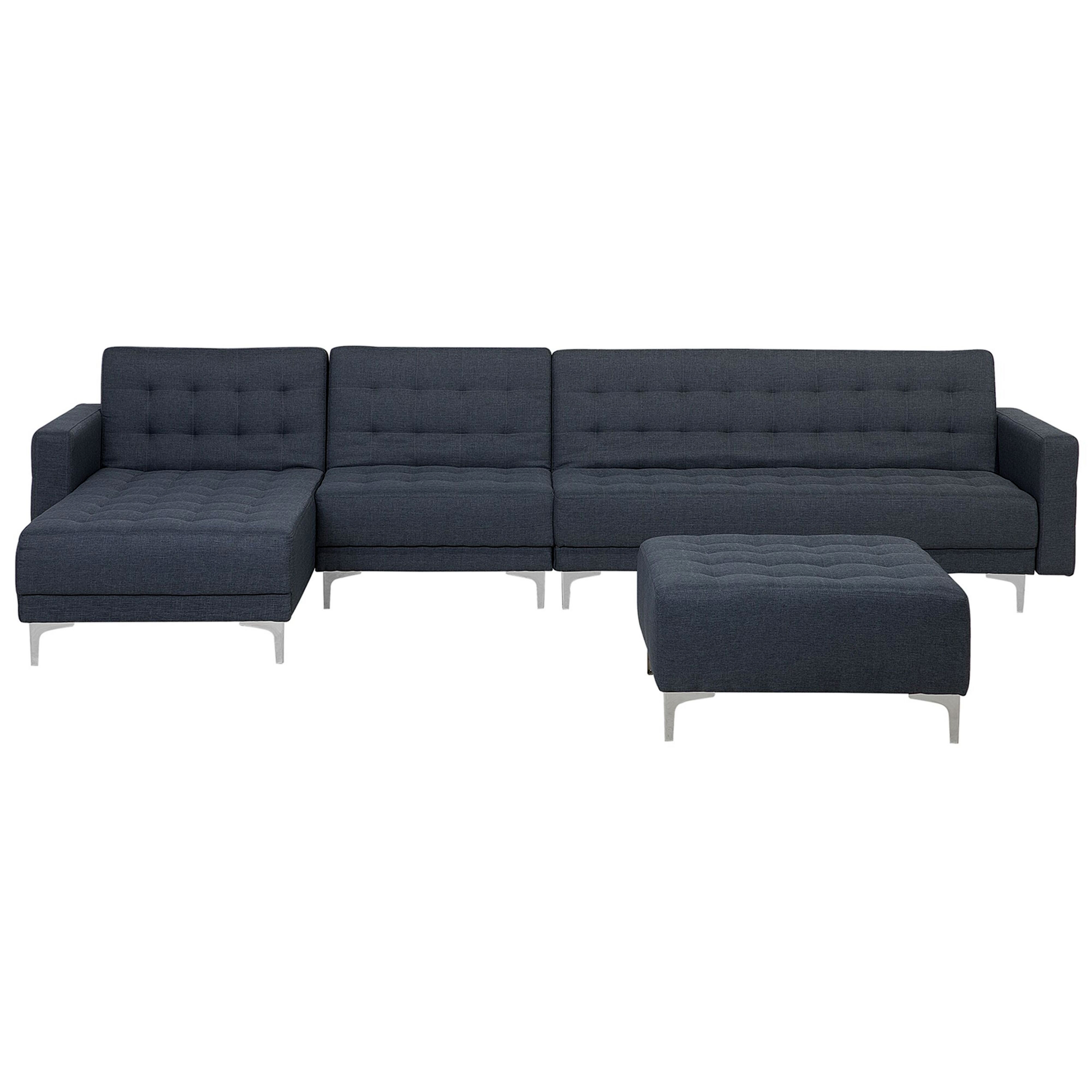 beliani divano letto angolare in tessuto capitonnè grigio scuro moderno a l componibile