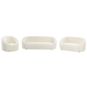 Beliani Set di divani a 6 posti in velluto bianco sporco Soggiorno contemporaneo Design Bianco