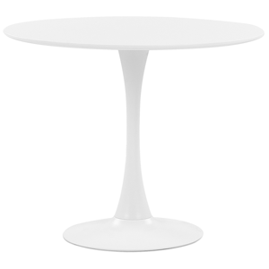 beliani tavolo da pranzo rotondo bianco da 90 cm con base in metallo da cucina a 4 posti