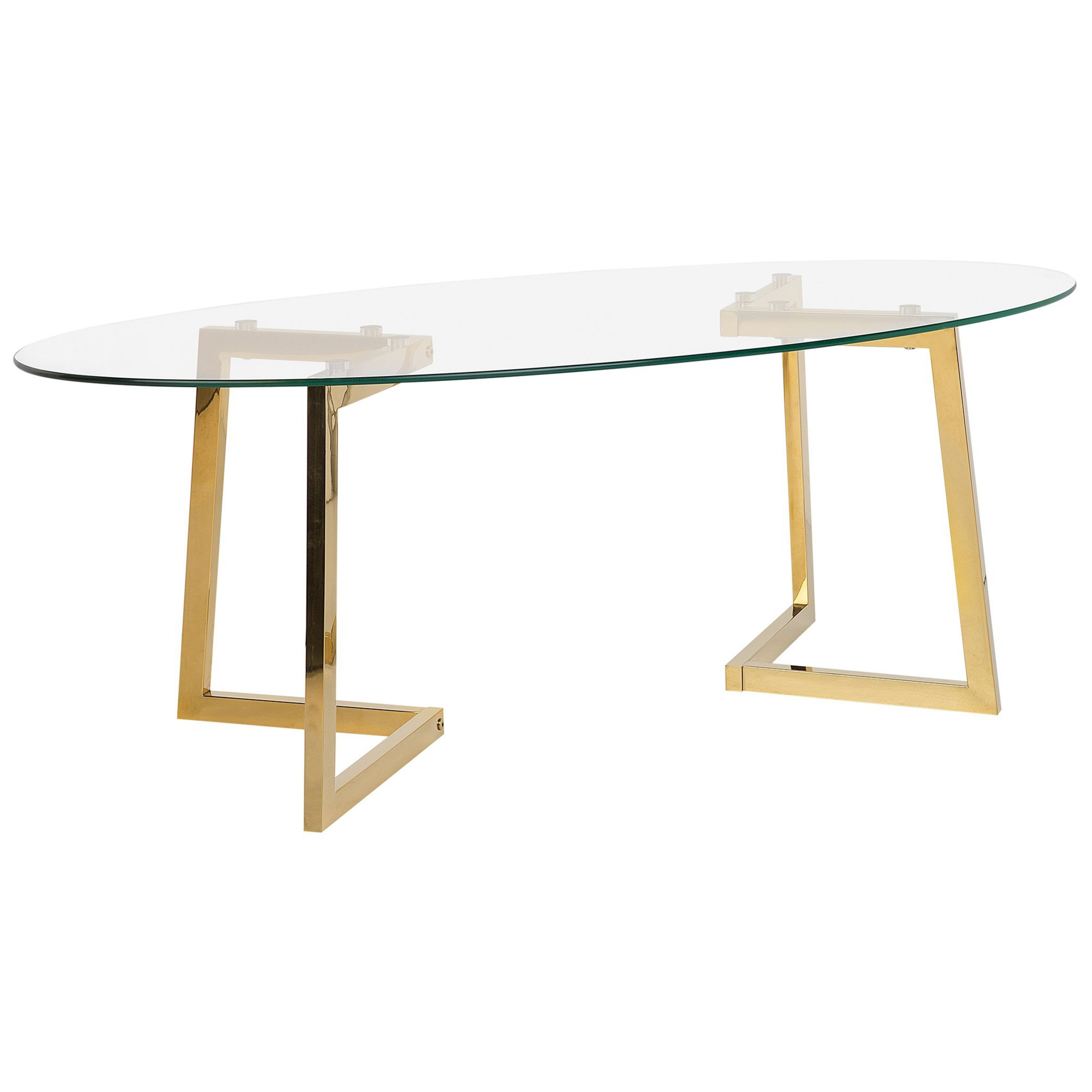 Beliani Tavolino dorato Vetro 120 x 60 cm Gambe in Metallo stile Moderno Trasparente
