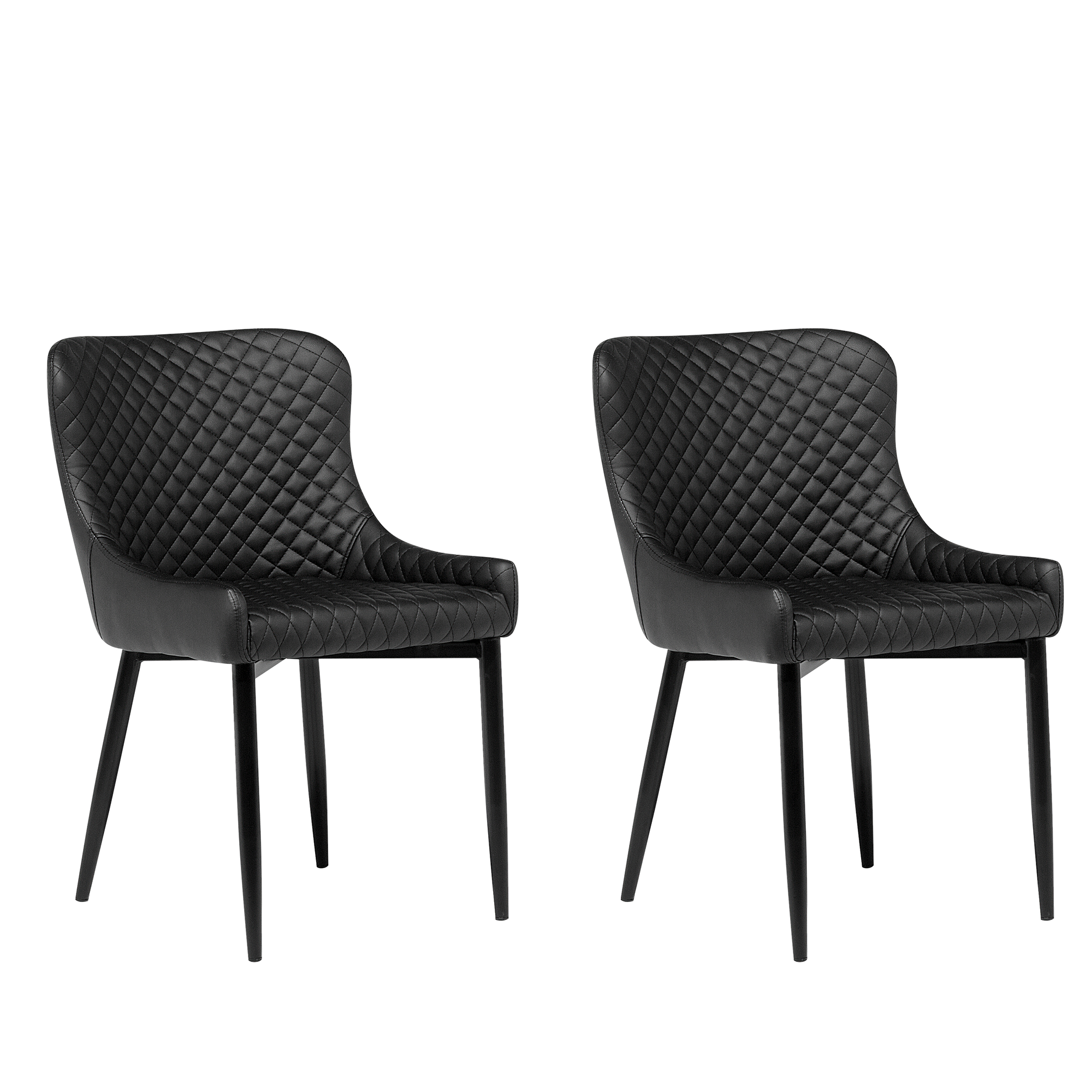 Beliani Set di 2 sedie da pranzo con rivestimento in ecopelle nera stile eclettico glam Nero