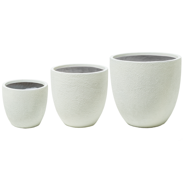 beliani set di 3 vasi rotondi in fibra di argilla bianca varie dimensioni