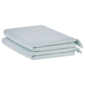 Beliani Set di 2 asciugamani bagno in spugna di cotone verde menta con nappe decorative Verde