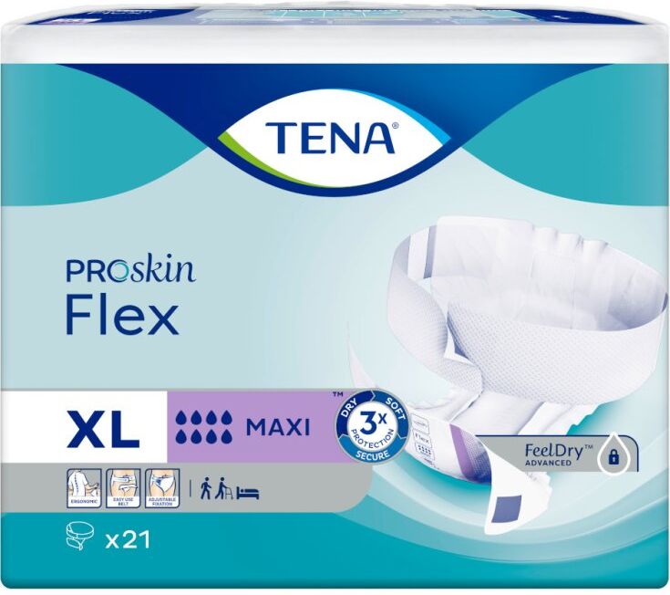 essity italy spa tena flex maxi pannolone a cintura xl 21 pezzi - soluzione avanzata per l'incontinenza con tecnologia feeldry advanced