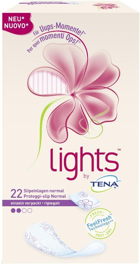 essity lights by tena normal proteggi-slip ripiegato 22 pezzi - protezione sicura e delicata per perdite urinarie leggere