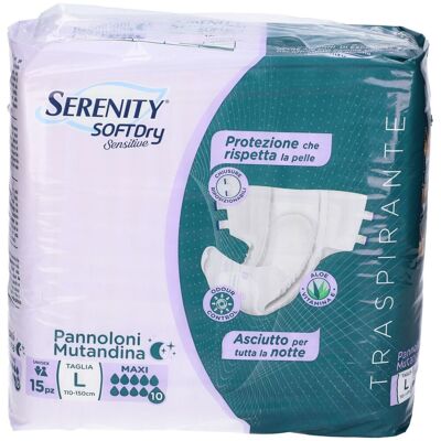 SERENITY SpA Serenity Soft Dry Sensitive Taglia L, 15 pezzi SERENITY SpA Serenity Soft Dry Sensitive Taglia L, 15 pezzi