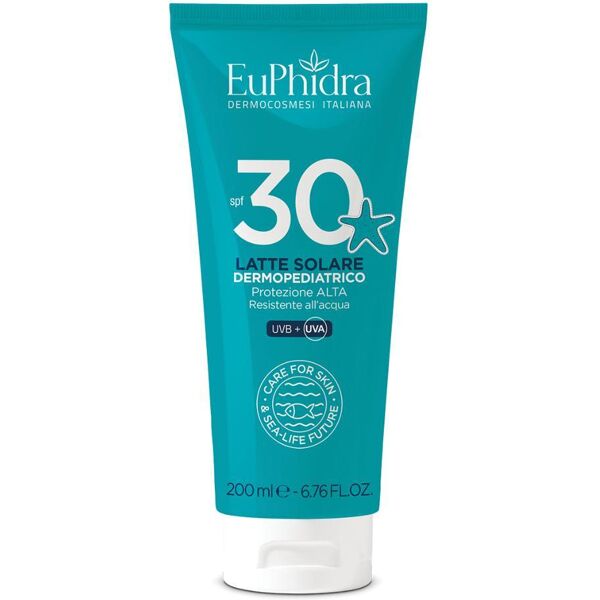 zeta farmaceutici spa euphidra latte solare bambini spf30 200ml - protezione alta, texture leggera e resistente all'acqua