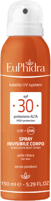 zeta euphidra - kaleido uv system spray invisibile corpo spf30 150ml, protezione solare avanzata