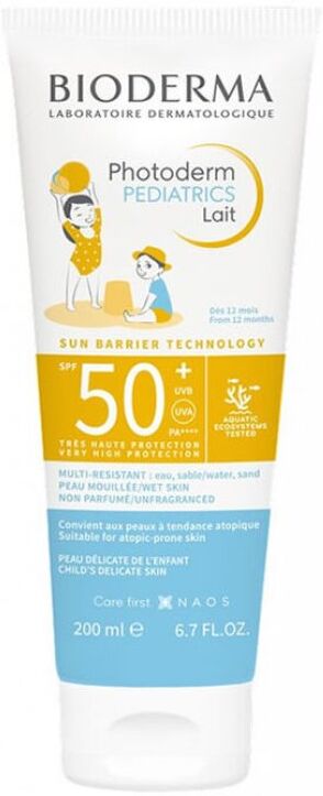 bioderma photoderm pediatrics latte solare viso e corpo 200ml spf50+ - protezione ottimale per la pelle delicata del bambino