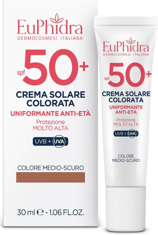 zeta farmaceutici spa euphidra crema solare viso colorata medio-scura spf50+ 30ml - protezione solare con tonalità uniformante