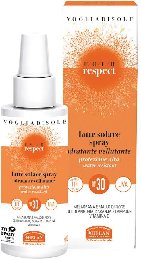 helan cosmesi srl helan voglia di sole four respect latte solare spray spf30 viso/corpo 100ml - protezione solare con rispetto per la natura