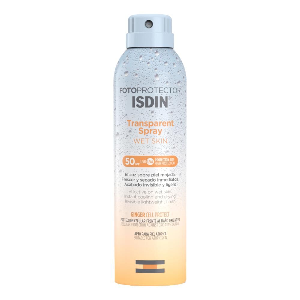 isdin srl isdin fotoprotector corpo transparent wet skin spf50 250ml: spray trasparente per fotoprotezione del corpo