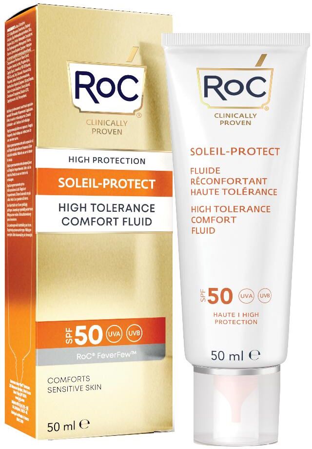 roc opco llc roc - solare viso fluido elevata tollerabilità spf50 50ml: protezione solare per pelle sensibile