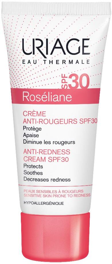 Uriage Roseliane - Crema Anti-Arrossamento SPF30 40ml, Protezione Solare per Pelle Sensibile con Tendenza all'Arrossamento